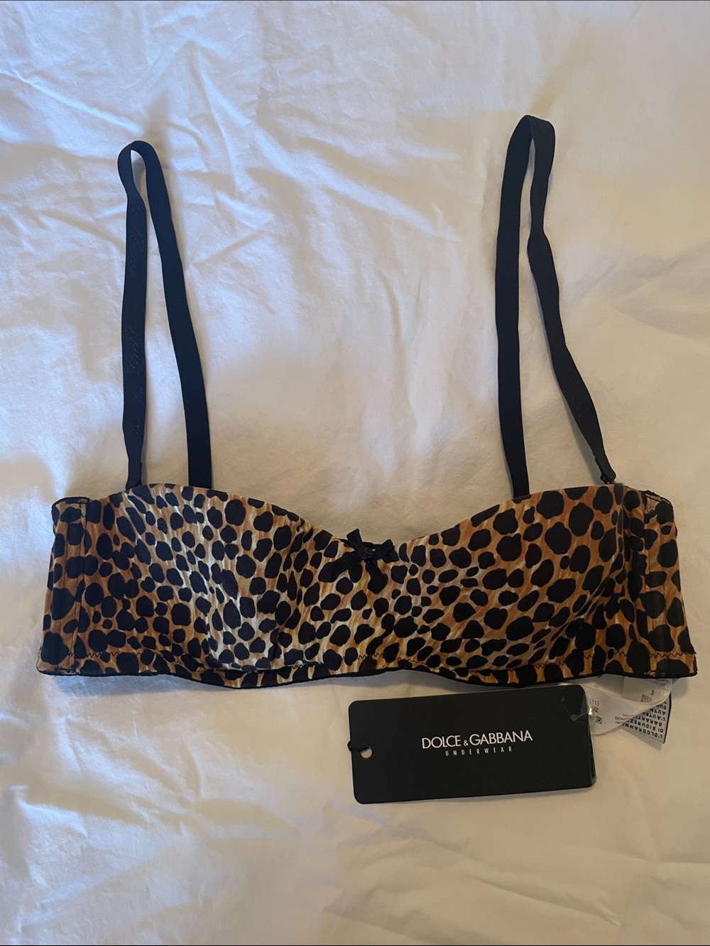 Dolce & Gabbana Leopard Print Balconette Bra in Black and Brown